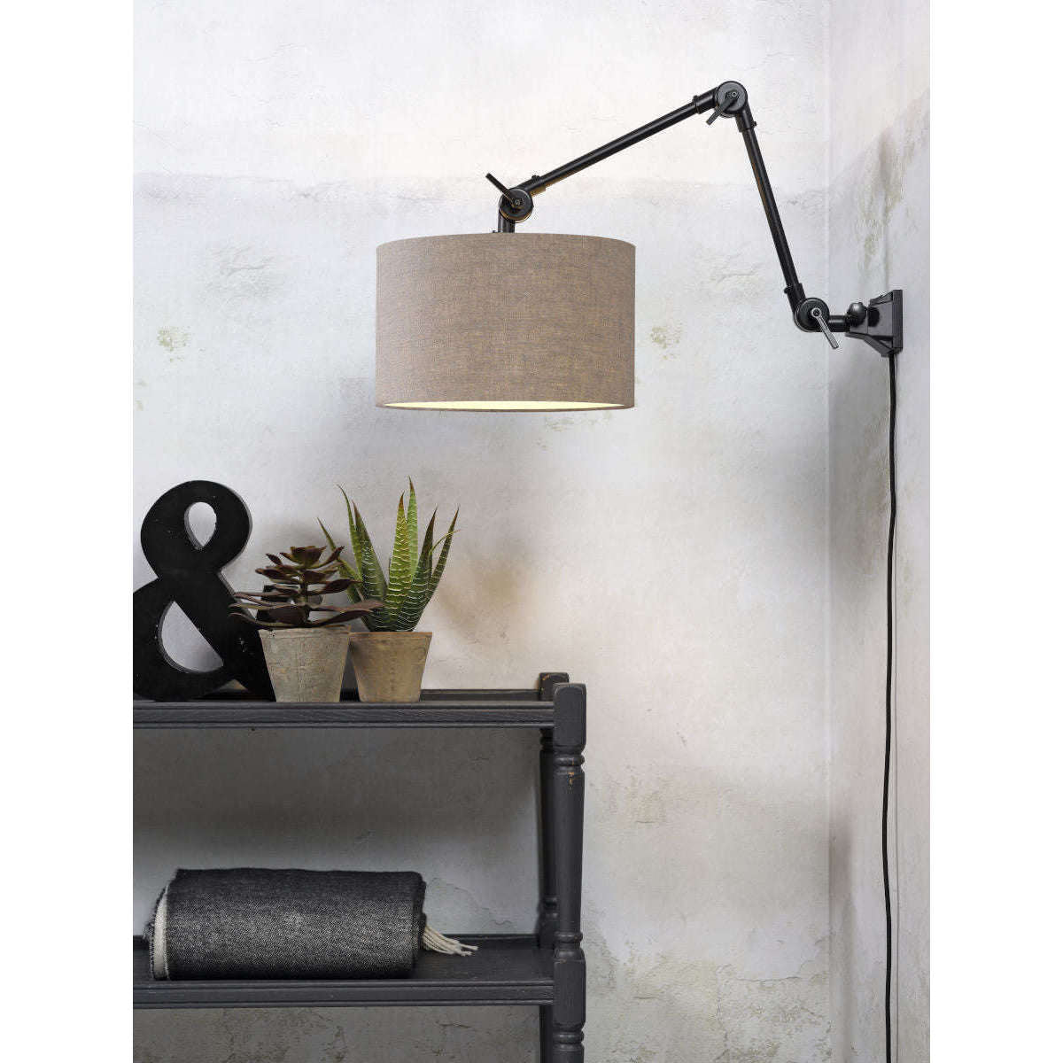 It's about RoMi Wandlamp Amsterdam kap 3220 donker linnen M