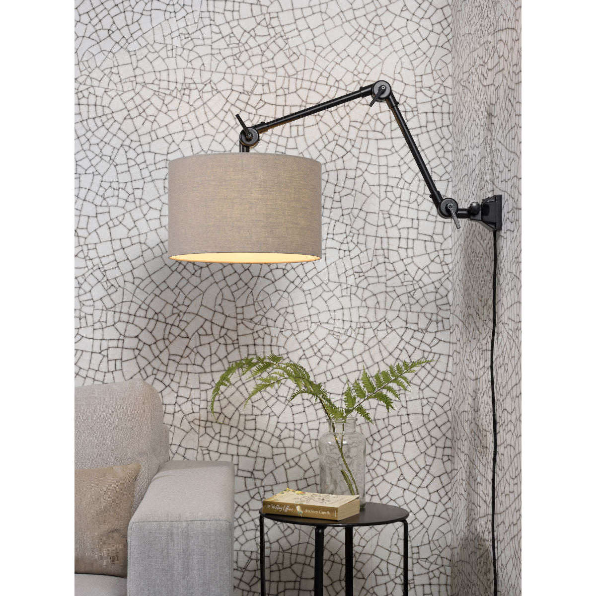 It's about RoMi Wandlamp Amsterdam kap 3220 donker linnen M