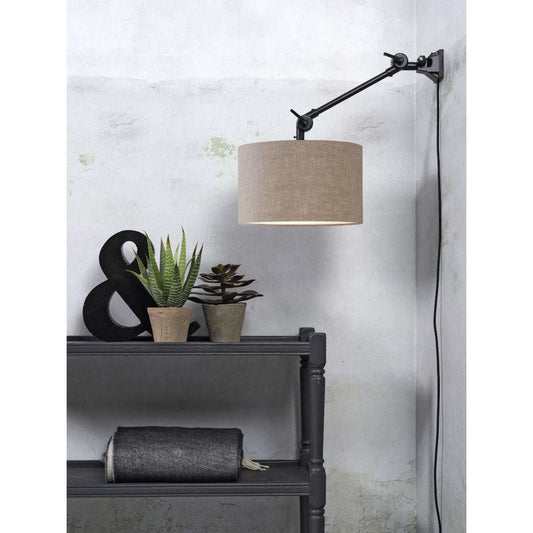 It's about RoMi Wandlamp Amsterdam kap 3220 donker linnen S