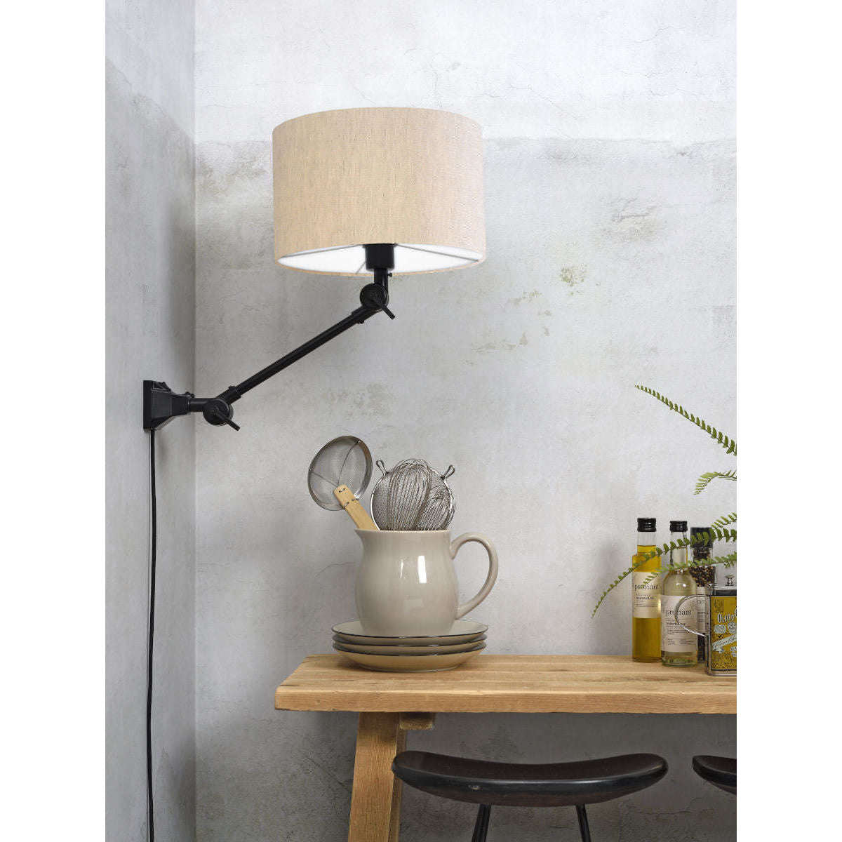 It's about RoMi Wandlamp Amsterdam kap 3220 licht linnen S