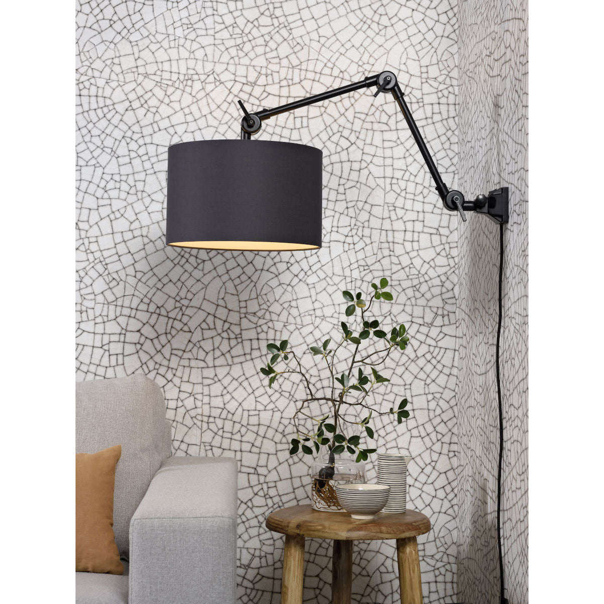 It's about RoMi Wandlamp Amsterdam kap 3220 zwart M