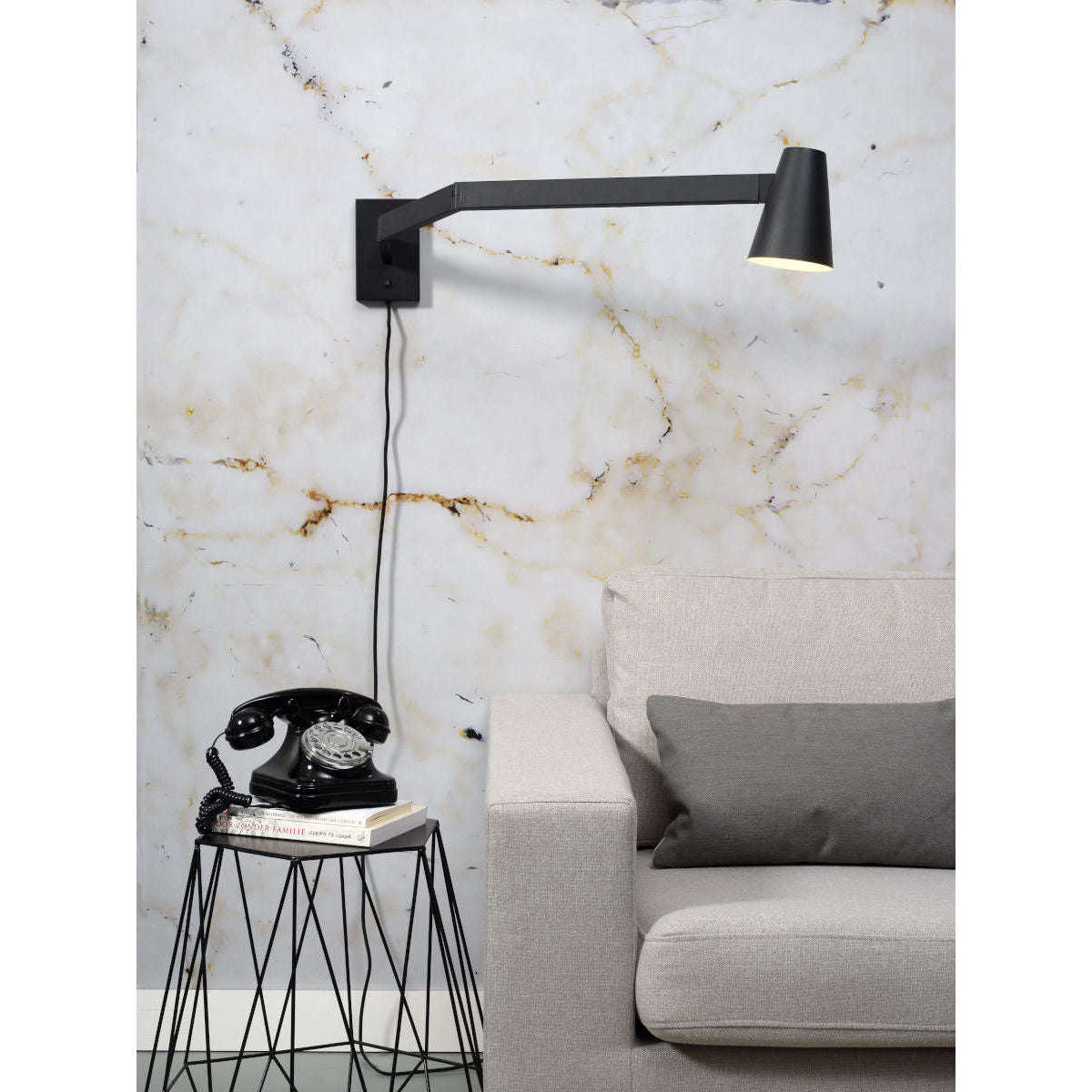 It's about RoMi Wandlamp ijzer Biarritz lange arm zwart