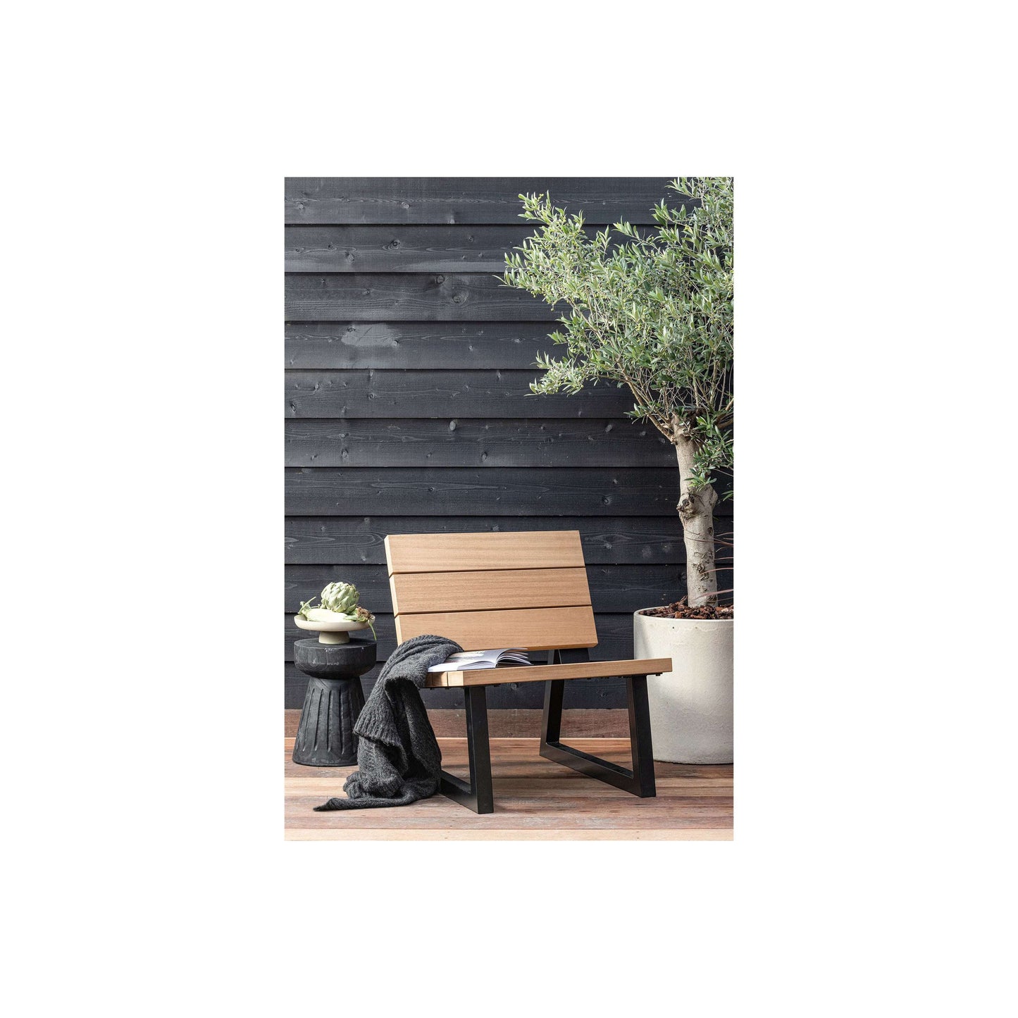 WOOOD Banco outdoor fauteuil naturel/zwart