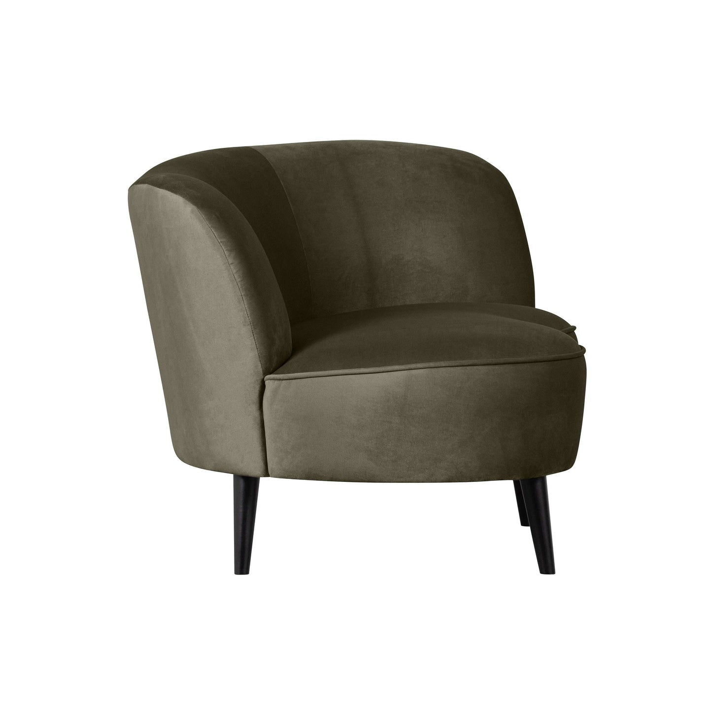 WOOOD Sara lounge fauteuil fluweel rechts warm green