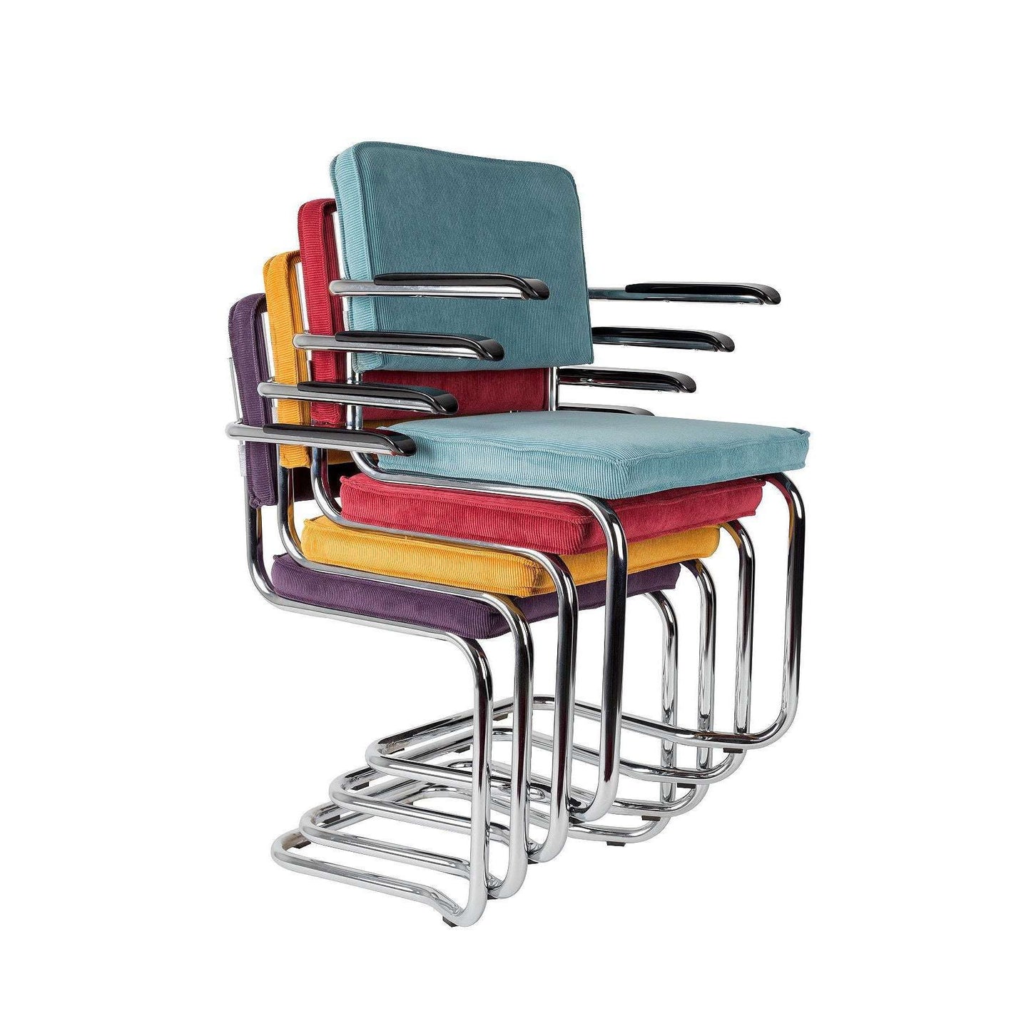 Zuiver stoel met armleuningen ridge kink rib oranje 60 x 48 x 85 cm
