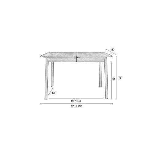 Zuiver tafel glimps natural 120 / 162 x 80 x 76 cm